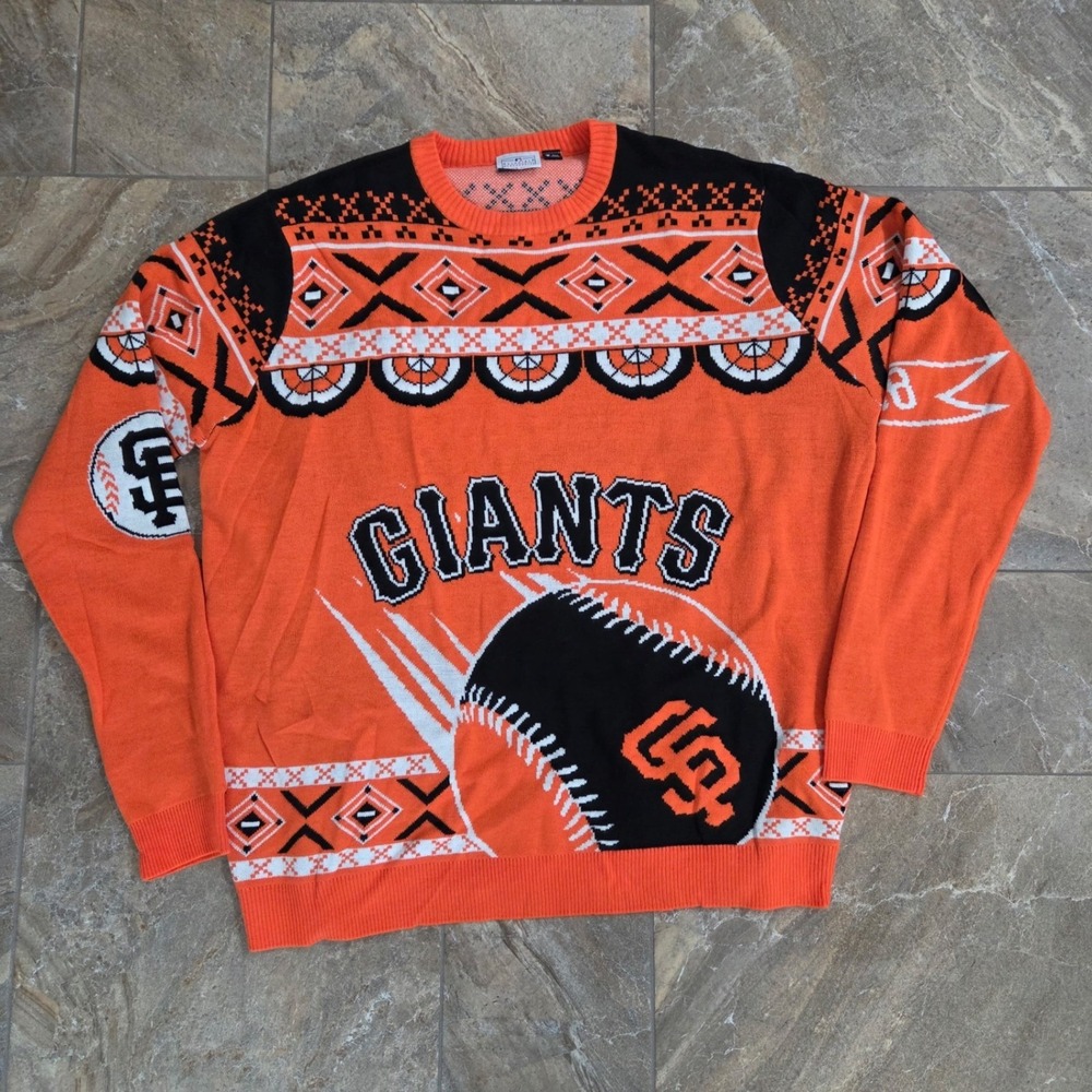KLEW MLB San Francisco Giants Ugly Christmas Sweater Mens 2XL Orange Black‎
